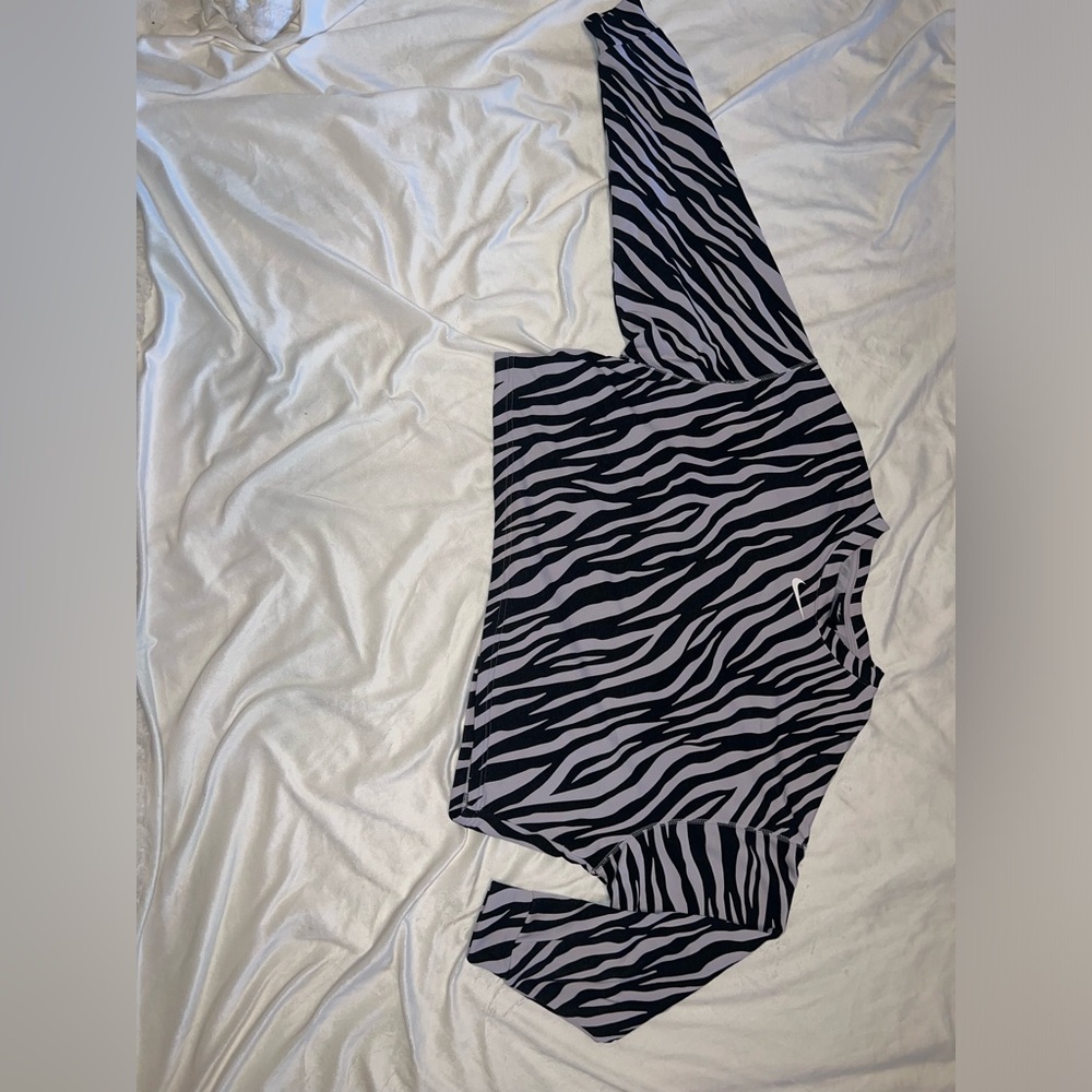 Nike Black and Lavender Zebra Print Sweatshirt
